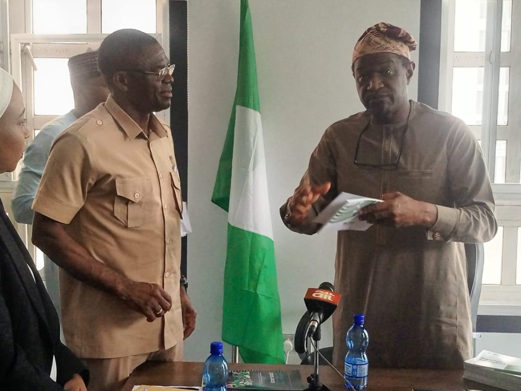 The Director-General and Chief Executive Officer of the National Institute for Sports (NIS), H.E, Comrade Philip Shaibu and the President of the Nigeria Football Federation (NFF), Ibrahim Gusau