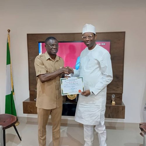 Romeo Alaoye Omoike Visits NIS DG, Presents Certificate of Return ...As he promises loyalty to APC hierarchy